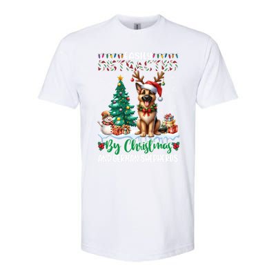 Easily Distracted By Christmas And Ger Shepherds Dog Xmas Swea Softstyle CVC T-Shirt