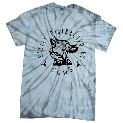 Easily Distracted By Cows Funny Cow Tie-Dye T-Shirt