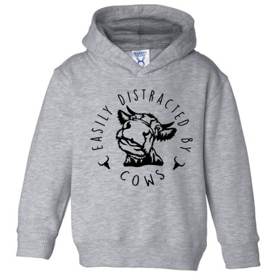 Easily Distracted By Cows Funny Cow Toddler Hoodie