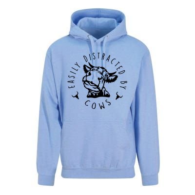 Easily Distracted By Cows Funny Cow Unisex Surf Hoodie