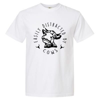 Easily Distracted By Cows Funny Cow Garment-Dyed Heavyweight T-Shirt