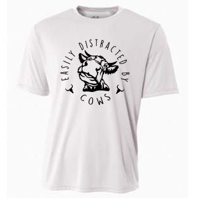 Easily Distracted By Cows Funny Cow Cooling Performance Crew T-Shirt