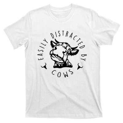 Easily Distracted By Cows Funny Cow T-Shirt