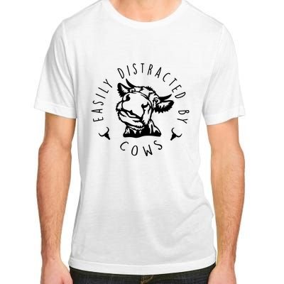 Easily Distracted By Cows Funny Cow Adult ChromaSoft Performance T-Shirt