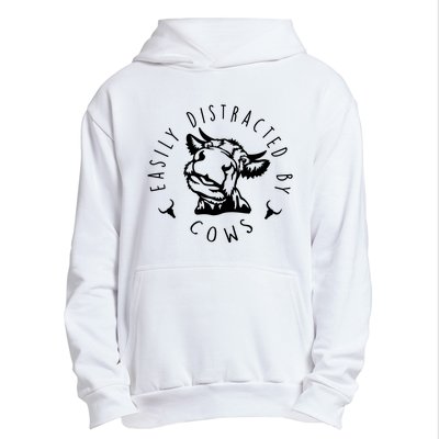 Easily Distracted By Cows Funny Cow Urban Pullover Hoodie