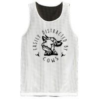 Easily Distracted By Cows Funny Cow Mesh Reversible Basketball Jersey Tank