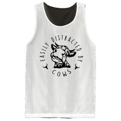 Easily Distracted By Cows Funny Cow Mesh Reversible Basketball Jersey Tank