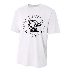 Easily Distracted By Cows Funny Cow Performance Sprint T-Shirt