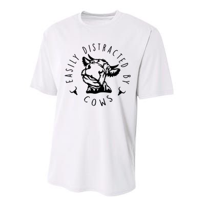 Easily Distracted By Cows Funny Cow Performance Sprint T-Shirt