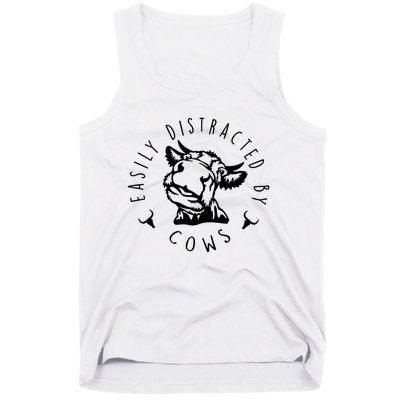 Easily Distracted By Cows Funny Cow Tank Top