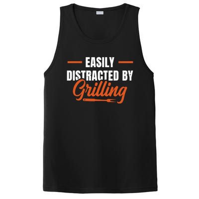 Easily Distraced By Grilling Barbecue Grill Master Steak Bbq Gift PosiCharge Competitor Tank