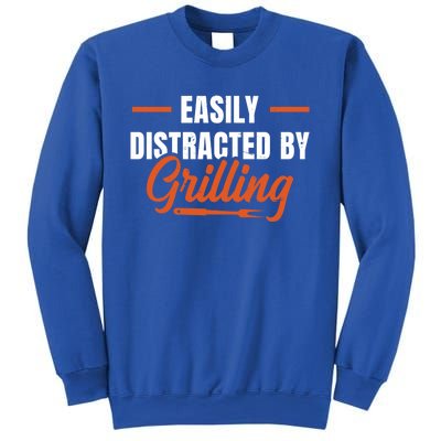 Easily Distraced By Grilling Barbecue Grill Master Steak Bbq Gift Sweatshirt