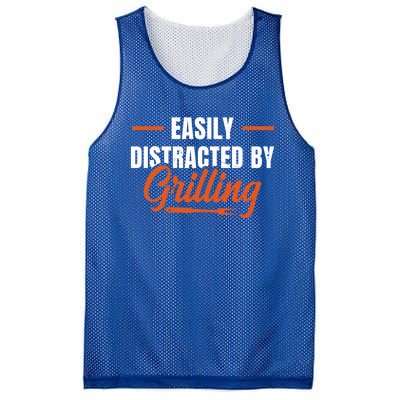 Easily Distraced By Grilling Barbecue Grill Master Steak Bbq Gift Mesh Reversible Basketball Jersey Tank