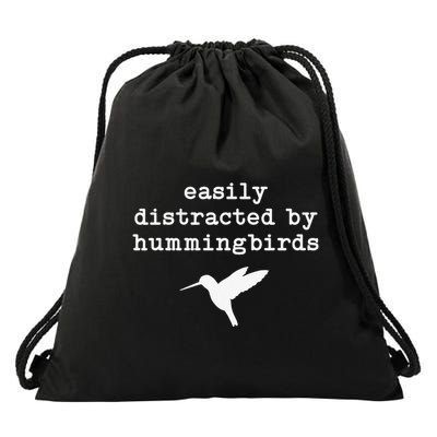 Easily Distracted by Hummingbirds Birds Lover Drawstring Bag