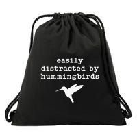 Easily Distracted by Hummingbirds Birds Lover Drawstring Bag