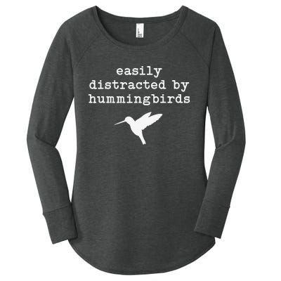 Easily Distracted by Hummingbirds Birds Lover Women's Perfect Tri Tunic Long Sleeve Shirt