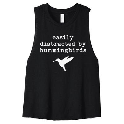 Easily Distracted by Hummingbirds Birds Lover Women's Racerback Cropped Tank