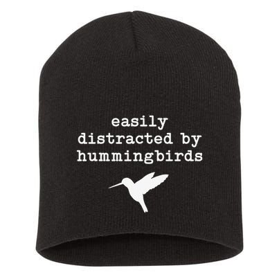 Easily Distracted by Hummingbirds Birds Lover Short Acrylic Beanie