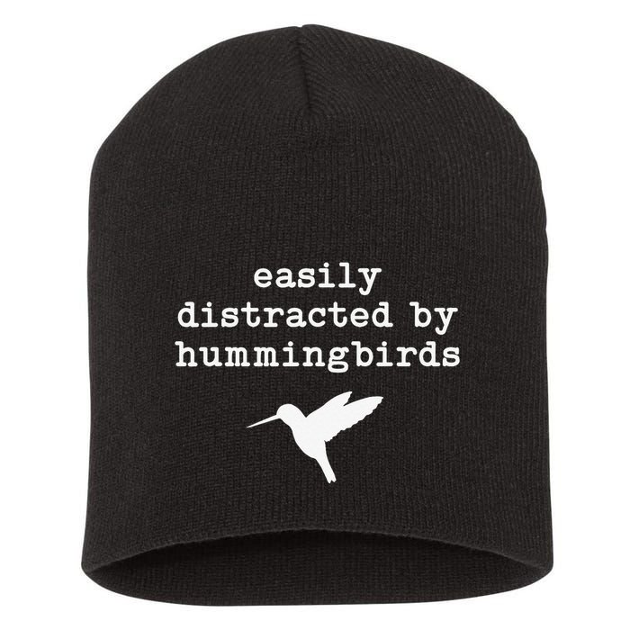 Easily Distracted by Hummingbirds Birds Lover Short Acrylic Beanie