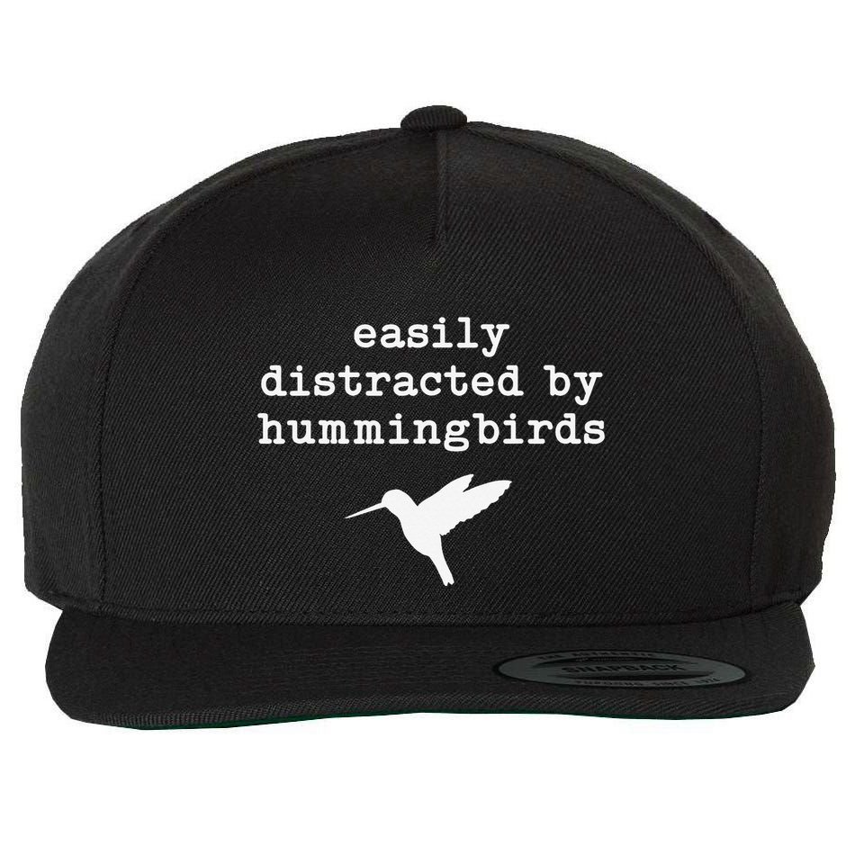 Easily Distracted by Hummingbirds Birds Lover Wool Snapback Cap