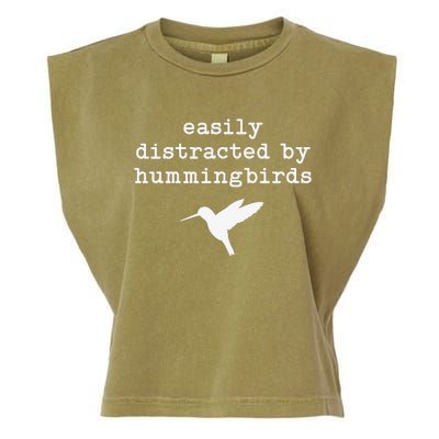 Easily Distracted by Hummingbirds Birds Lover Garment-Dyed Women's Muscle Tee