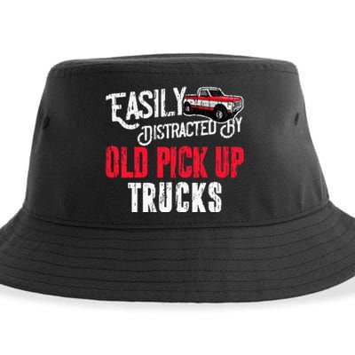 Easily Distracted By Old Pickup Trucks Classic Cars Sustainable Bucket Hat