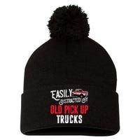 Easily Distracted By Old Pickup Trucks Classic Cars Pom Pom 12in Knit Beanie