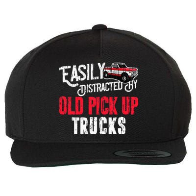 Easily Distracted By Old Pickup Trucks Classic Cars Wool Snapback Cap