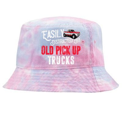 Easily Distracted By Old Pickup Trucks Classic Cars Tie-Dyed Bucket Hat