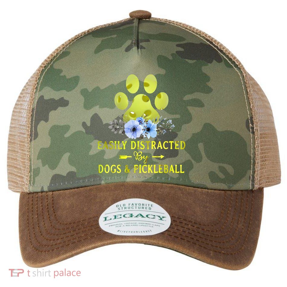 EASILY DISTRACTED BY DOGS & PICKLEBALL LQT Legacy Tie Dye Trucker Hat