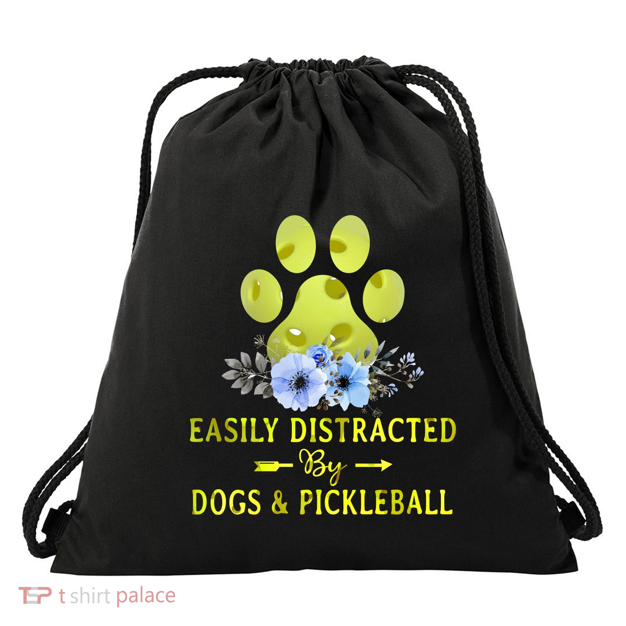 EASILY DISTRACTED BY DOGS & PICKLEBALL LQT Drawstring Bag