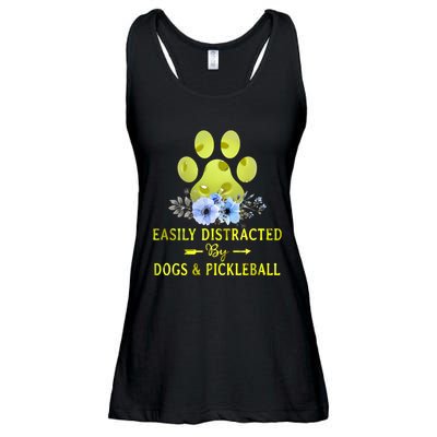 EASILY DISTRACTED BY DOGS & PICKLEBALL LQT Ladies Essential Flowy Tank