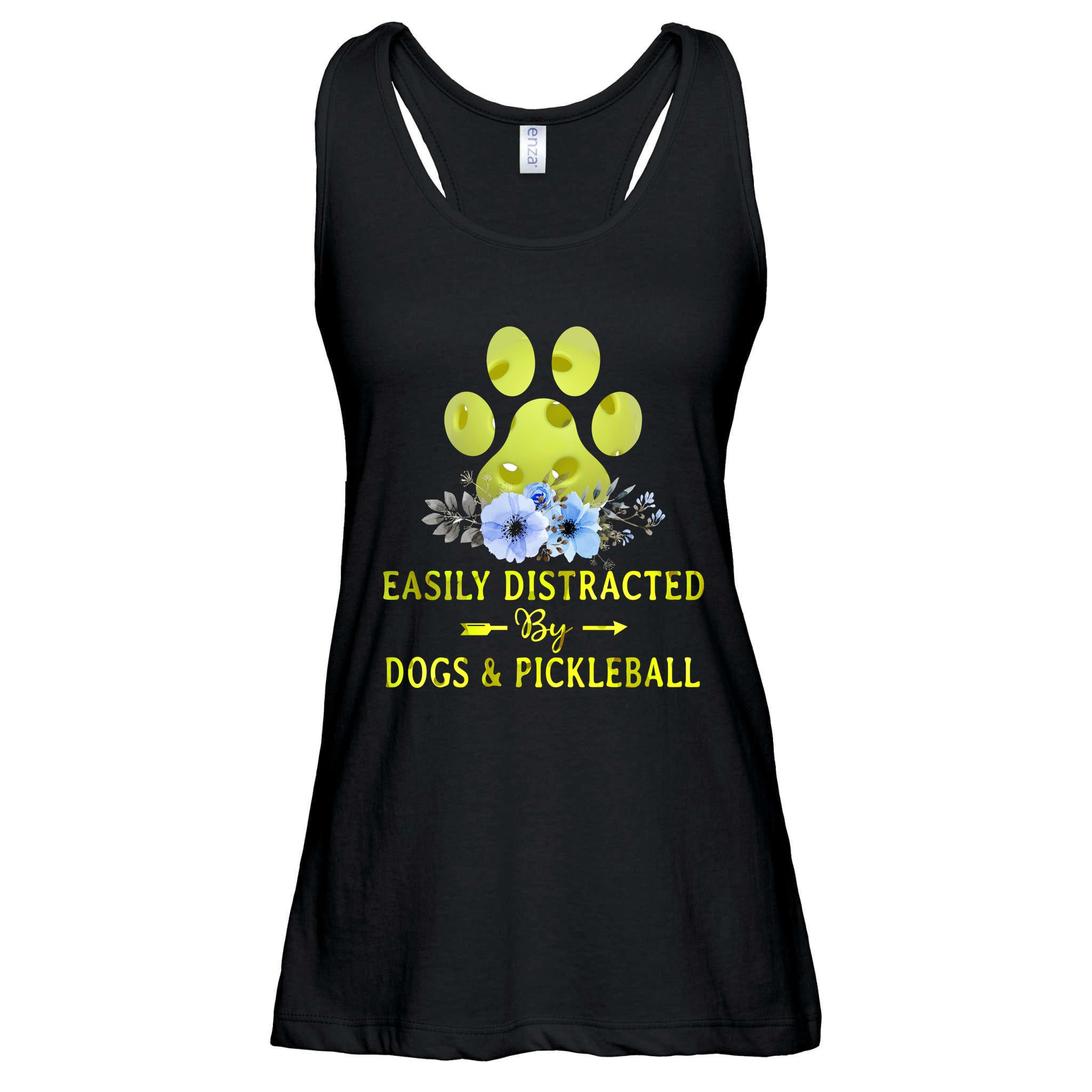 EASILY DISTRACTED BY DOGS & PICKLEBALL LQT Ladies Essential Flowy Tank