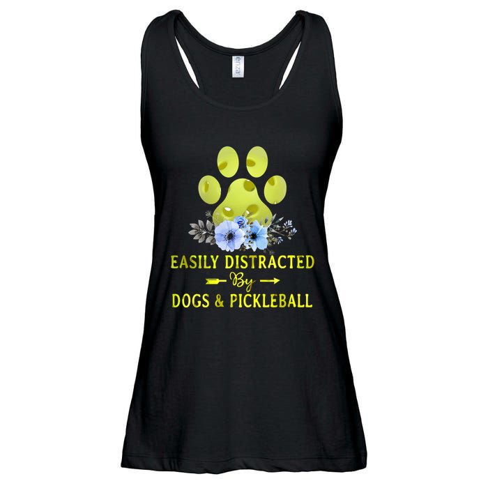 EASILY DISTRACTED BY DOGS & PICKLEBALL LQT Ladies Essential Flowy Tank