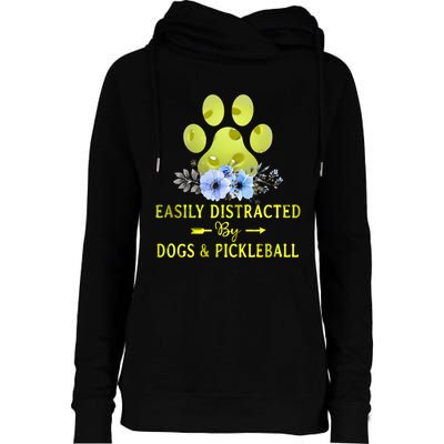 EASILY DISTRACTED BY DOGS & PICKLEBALL LQT Womens Funnel Neck Pullover Hood