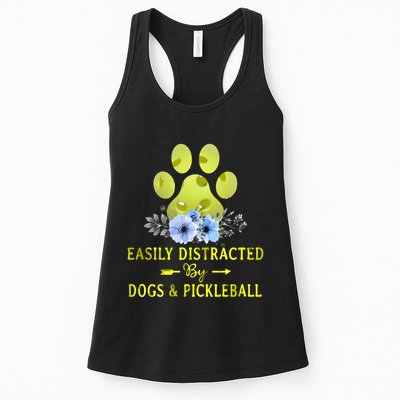 EASILY DISTRACTED BY DOGS & PICKLEBALL LQT Womens Tank Top