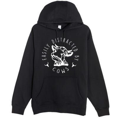 Easily Distracted By Cows Premium Pullover Hoodie