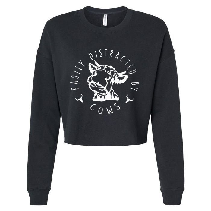 Easily Distracted By Cows Cropped Pullover Crew