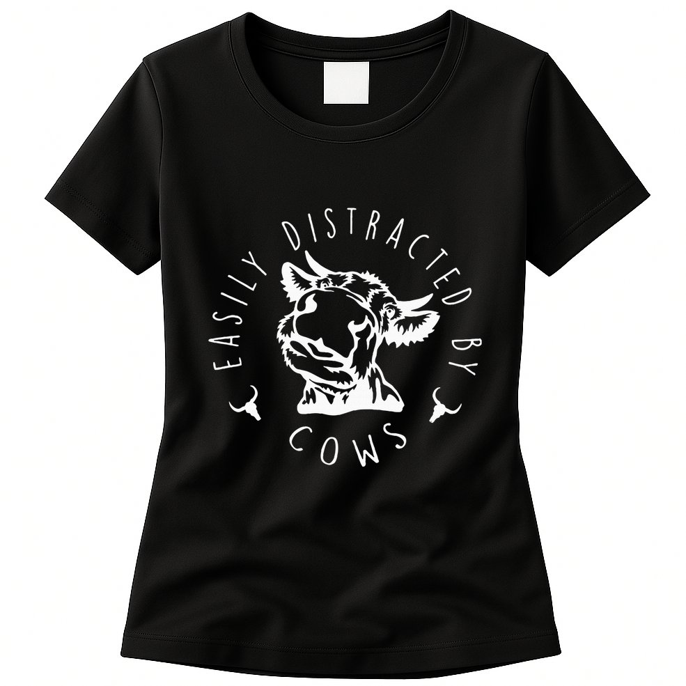 Easily Distracted By Cows Womens T-Shirt