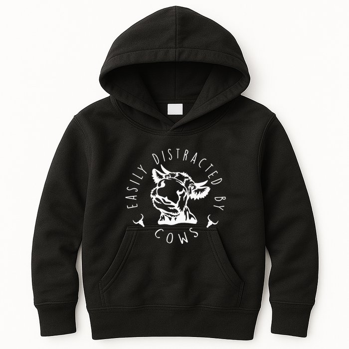Easily Distracted By Cows Kids Hoodie
