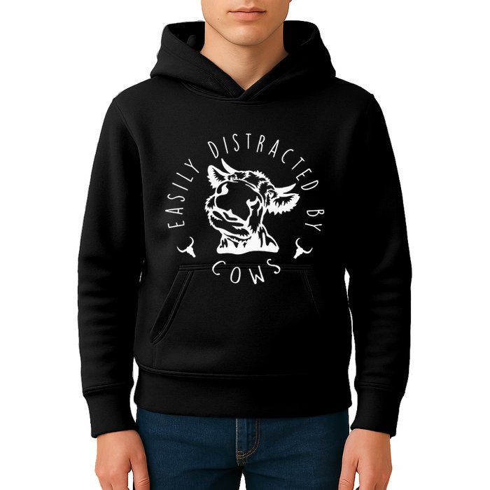 Easily Distracted By Cows Kids Hoodie