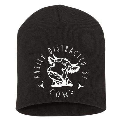 Easily Distracted By Cows Short Acrylic Beanie
