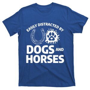 Easily Distracted By Dogs And Horses Horseback Riding Cute Gift T-Shirt