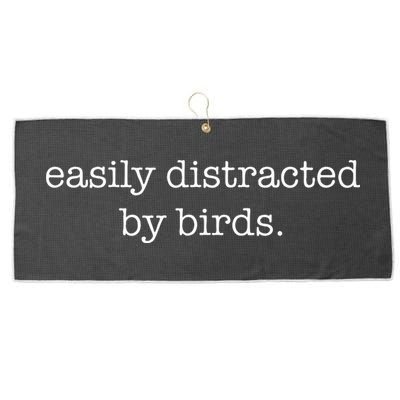 Easily Distracted By Birds Minimalist Birdwatching Birder Large Microfiber Waffle Golf Towel