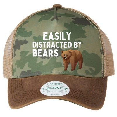 Easily Distracted By Bears Funny Bear Lover Gift Legacy Tie Dye Trucker Hat