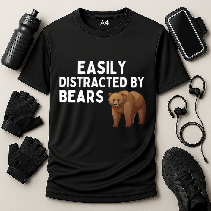 Easily Distracted By Bears Funny Bear Lover Gift Cooling Performance Crew T-Shirt