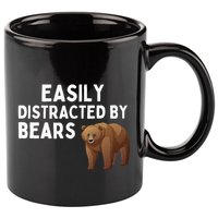 Easily Distracted By Bears Funny Bear Lover Gift 11oz C Handle Ceramic Mug