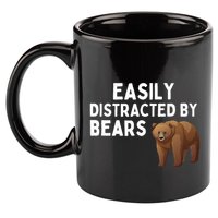 Easily Distracted By Bears Funny Bear Lover Gift 11oz C Handle Ceramic Mug
