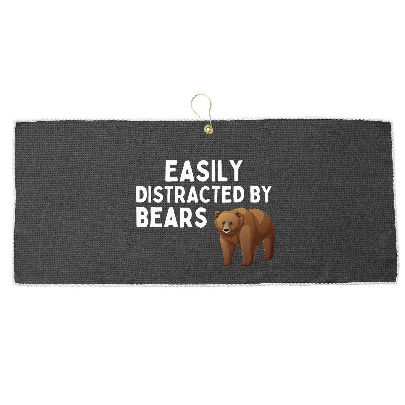 Easily Distracted By Bears Funny Bear Lover Gift Large Microfiber Waffle Golf Towel