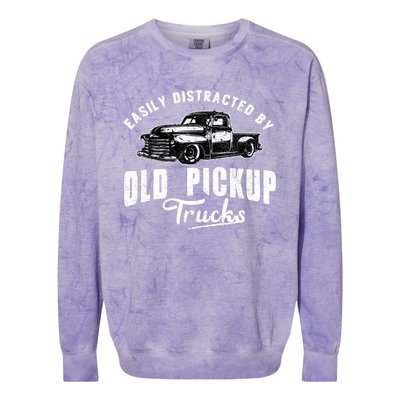 Easily Distracted By Old Pickup Square Body Trucks Lowrider Colorblast Crewneck Sweatshirt